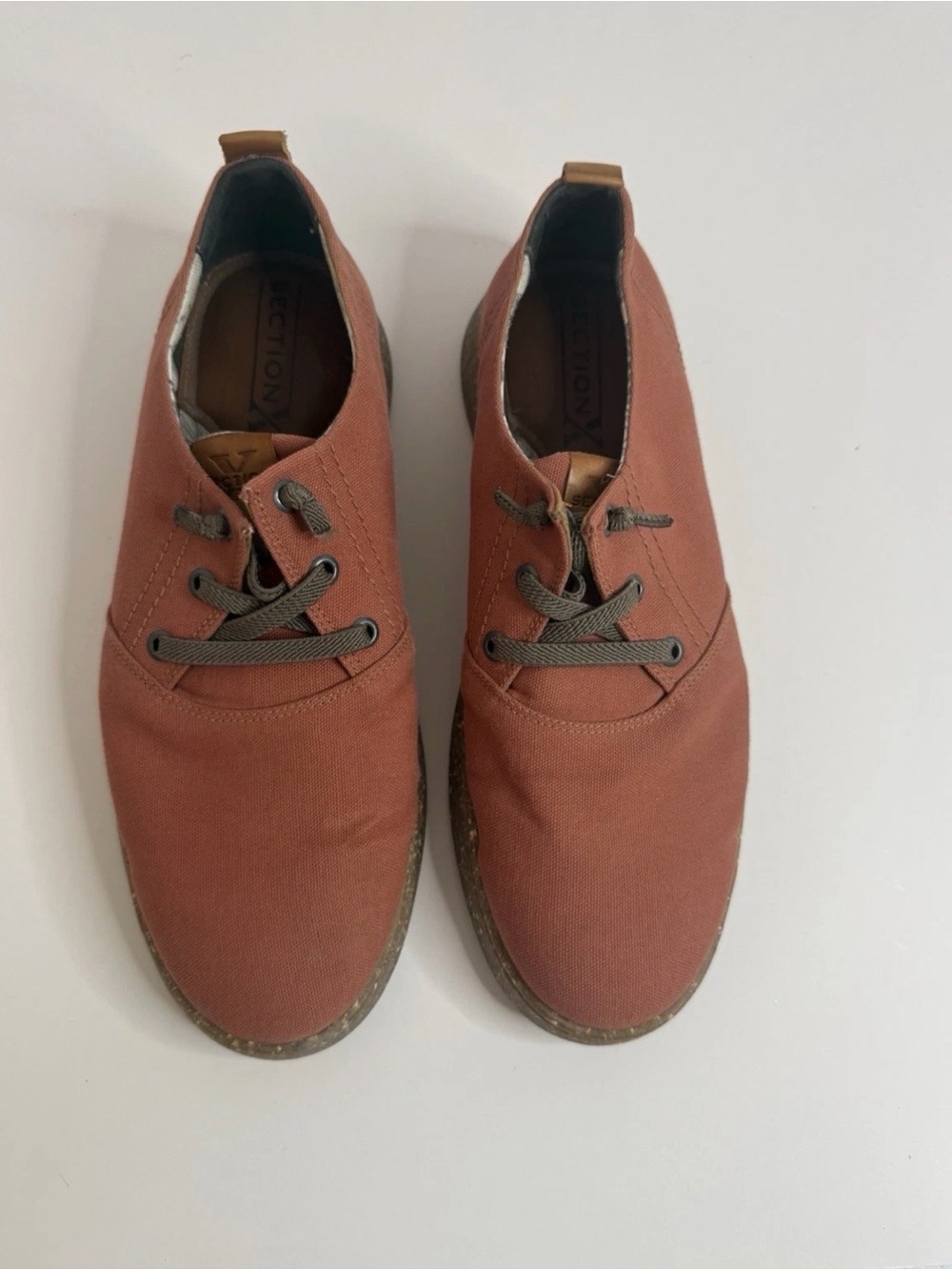 Section X Mens 8.5 M Rust Orange Canvas Derby Shoes Made in Brazil 331SX0003